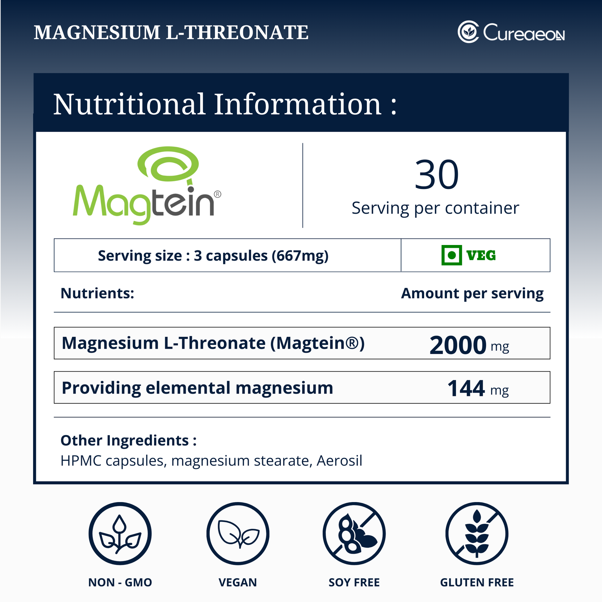 Magtein Magnesium L-Threonate - Cureaeon